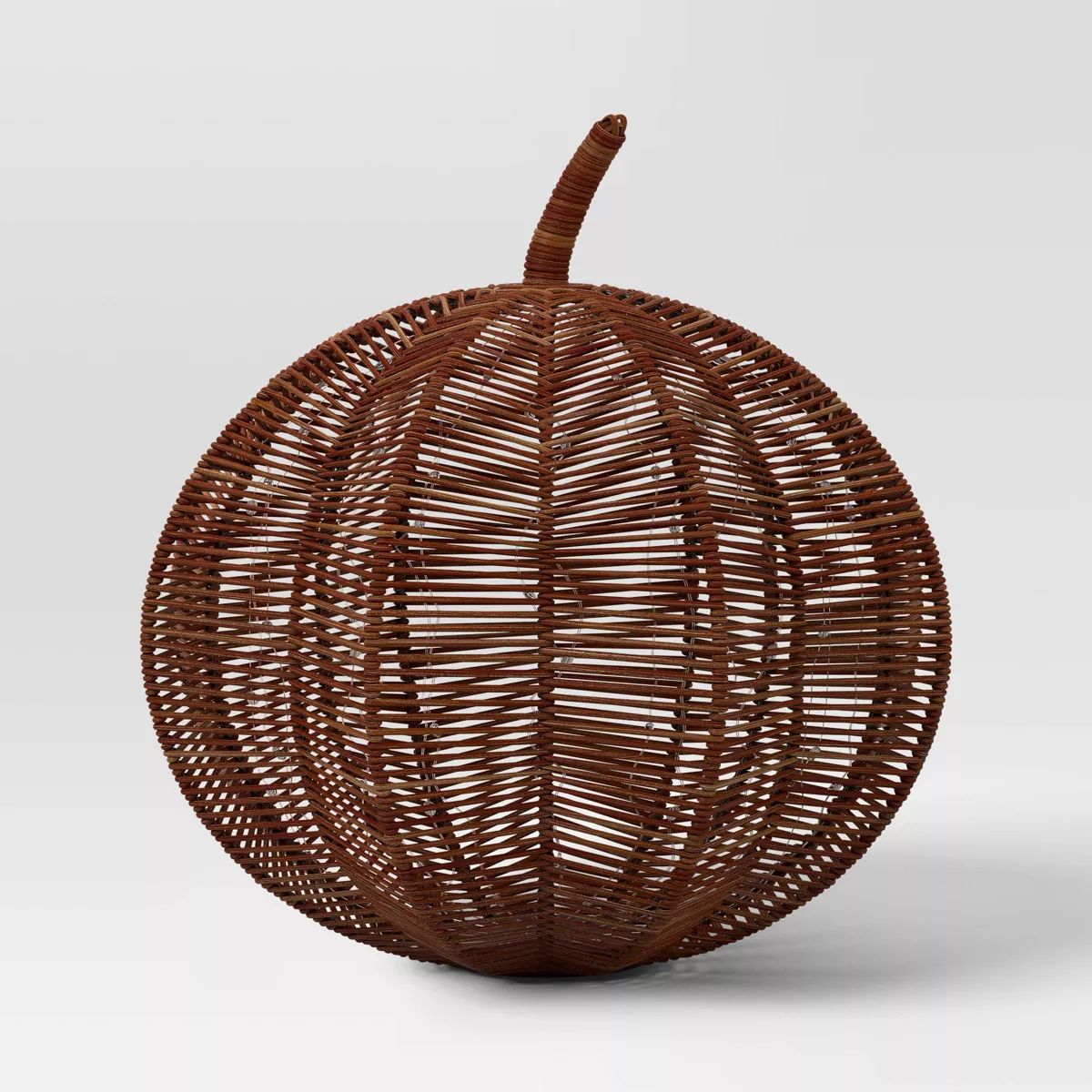 Pre-Lit Round Rattan Pumpkin Figurine Brown - Threshold™ | Target