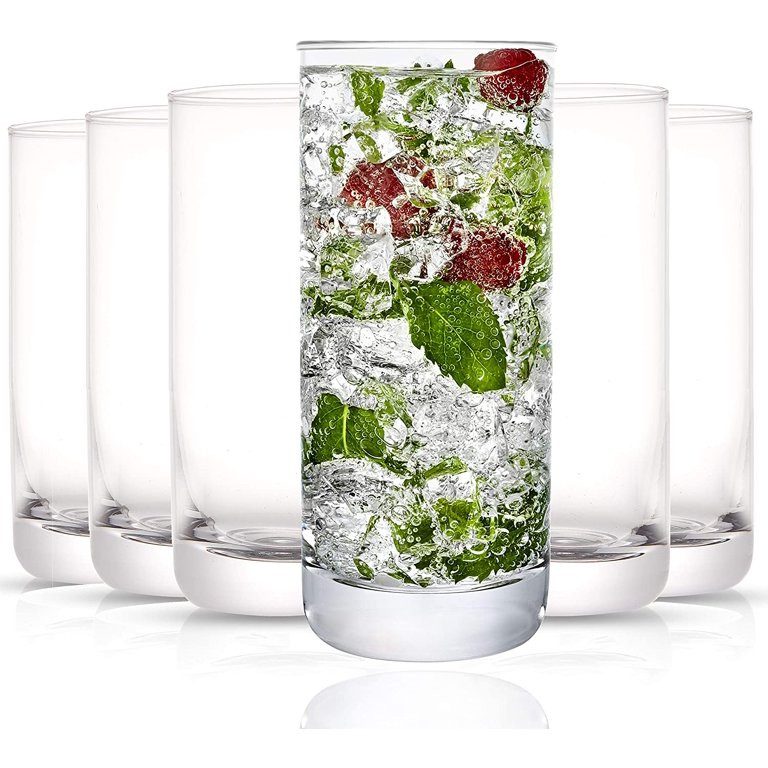 JoyJolt Faye Crystal Highball Glasses -Everyday Drinking Glasses- 13 Ounces (Set of 6) | Walmart (US)