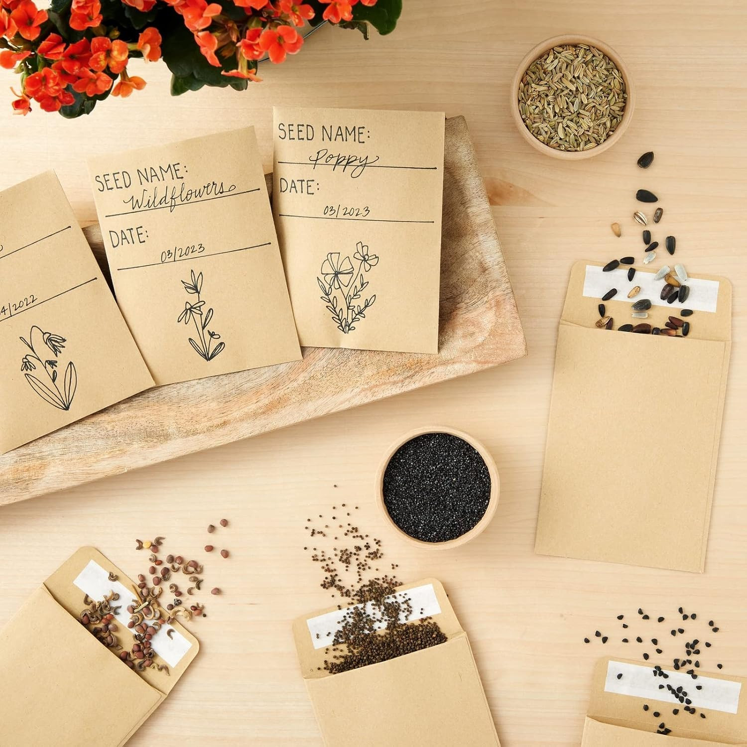 Juvale Seed Packets - 4.5 x 3.25 In, Brown, 100 Pack - Blank Seed Packets for Coins & Mini Parts ... | Amazon (US)