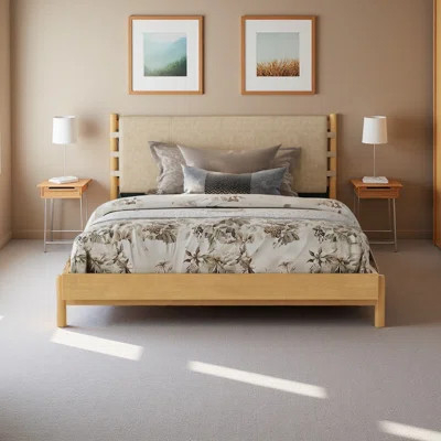 Premium Rubber Wood Platform Bed Frame,With Headboard Included, Mid Century Modern Bed | Wayfair North America