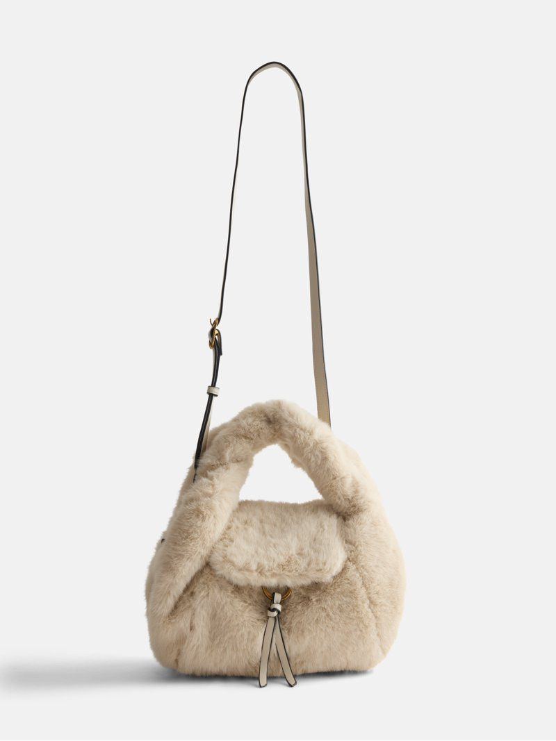 Scoop Women's Faux Fur Top Handle Bag, Beige | Walmart (US)