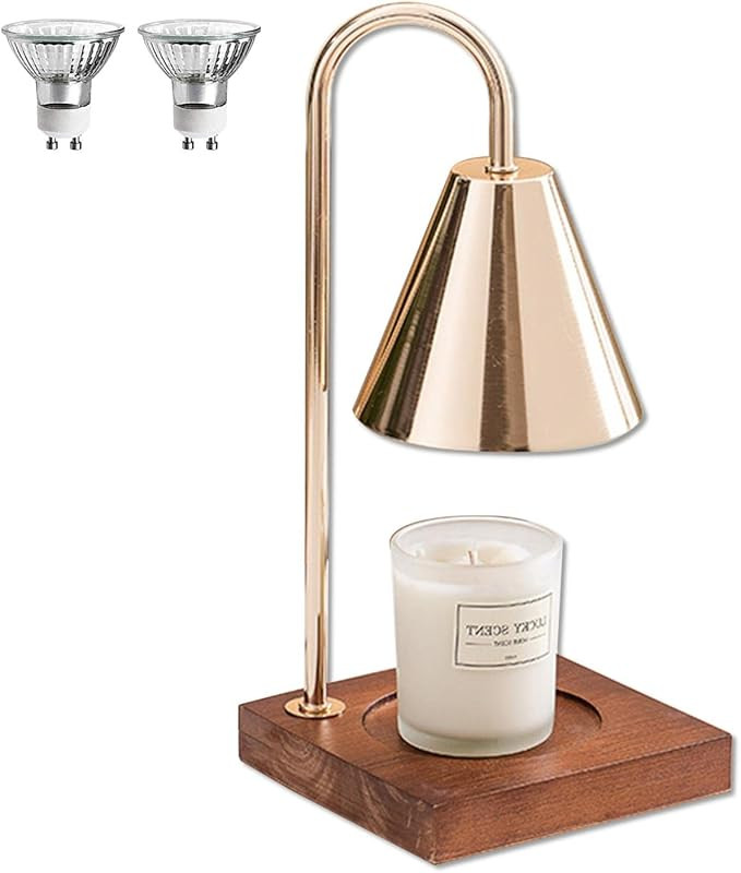 Candle Warmer Lamps, Dimmable Candle Lamp with Wood Base, Top Down Candle Warmer on Table, Electr... | Amazon (US)