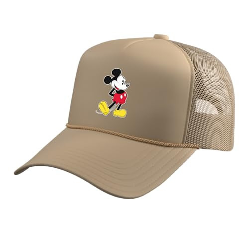 Disney Mickey Mouse Classic Pose Trucker Hat with Adjustable Mesh Back, Khaki | Amazon (US)