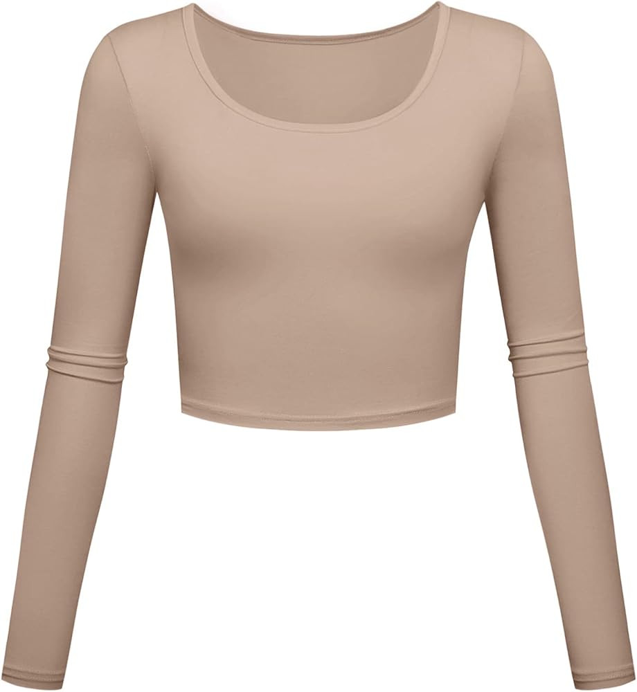 KLOTHO Lightweight Yoga Crop Tops Slim Fit Long Sleeve Workout Shirts for Women | Amazon (US)