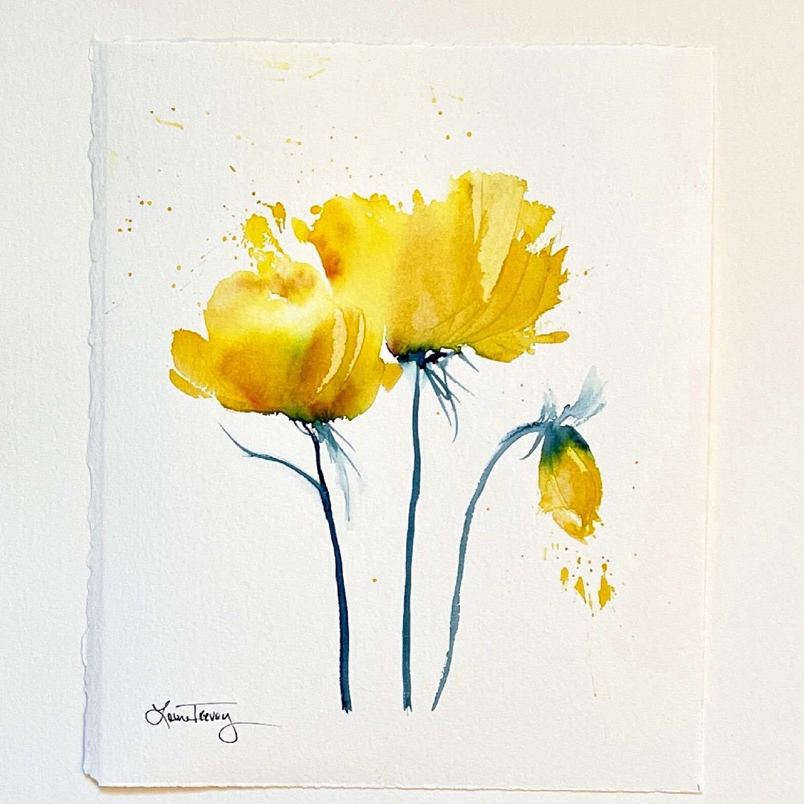 Original Watercolor Painting - Original Art Yellow Floral | Etsy (US)