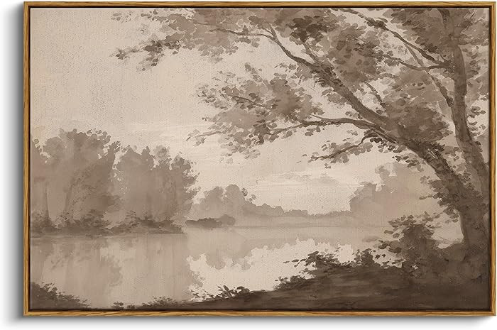 InSimSea Framed Canvas Prints Vintage Decor, Rustic Lake House Tree Landscape Paintings Wall Art,... | Amazon (US)