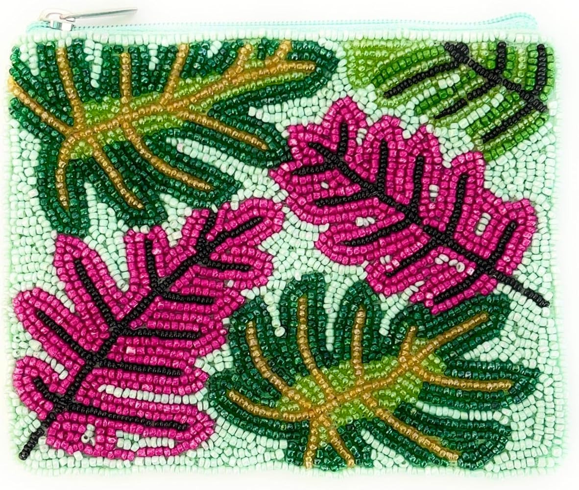 TWINE AND LOVE Palm Leaves Beaded Coin Purse, Tropical Beaded Pouch, Small Wallets for Her, Birth... | Amazon (US)