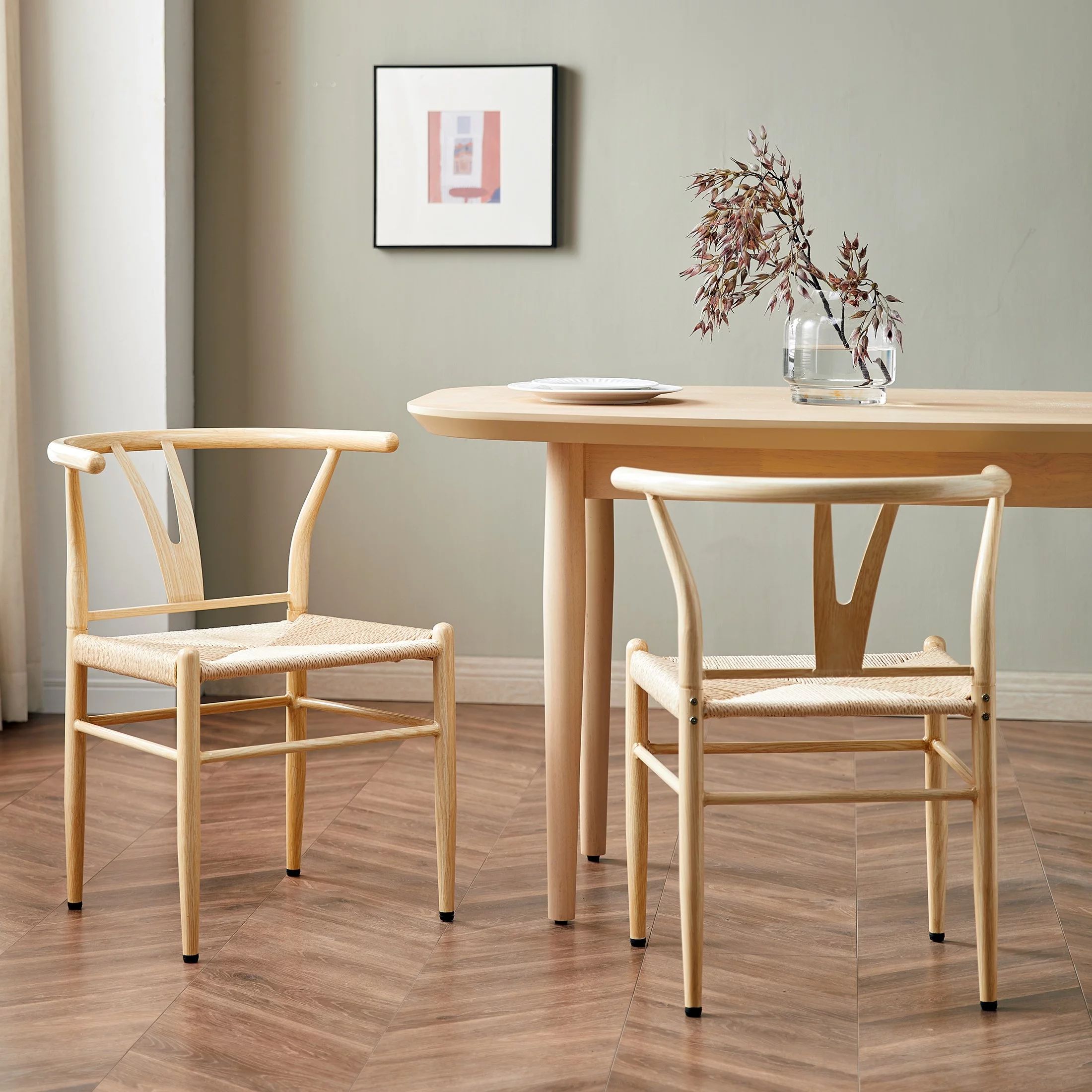 Better Homes & Gardens Springwood Wishbone Chair 2 Pack, Light Natural Color Finish for Indoor | Walmart (US)