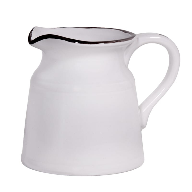 White Ceramic Turino Pitcher, 8" | At Home