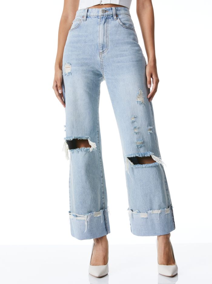 AMAZING HIGH RISE RAW HEM JEAN | Alice + Olivia