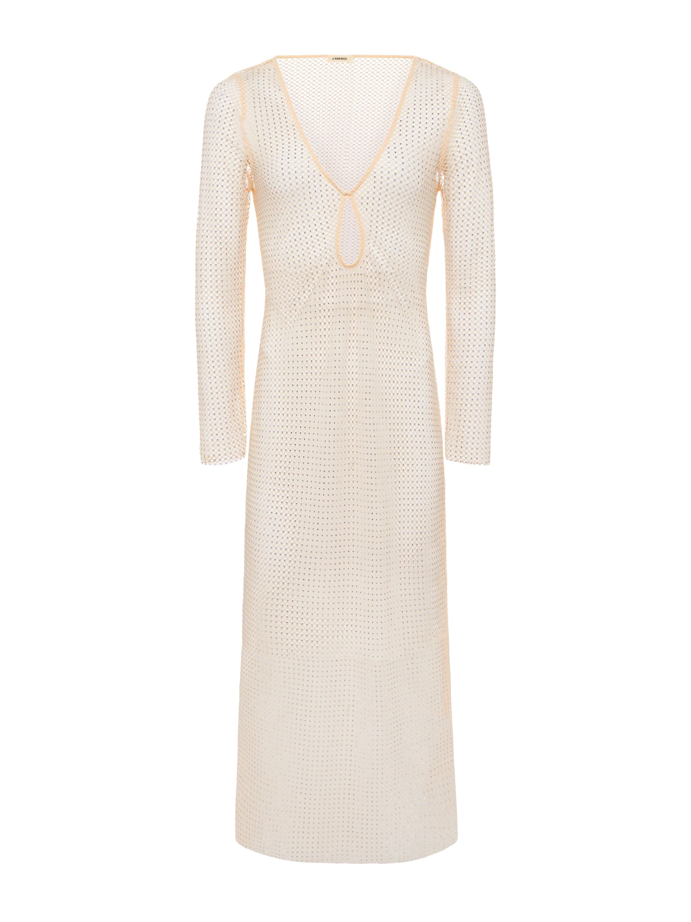 L'AGENCE - Sara Mesh Cover-Up Dress in Champagne | L'Agence