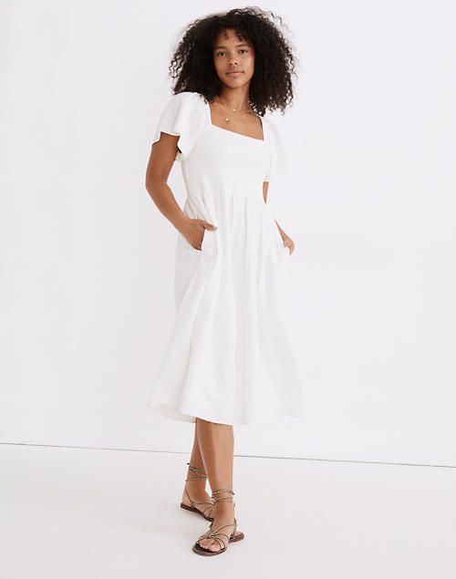 Linen-Blend Lucie Smocked Midi Dress | Madewell