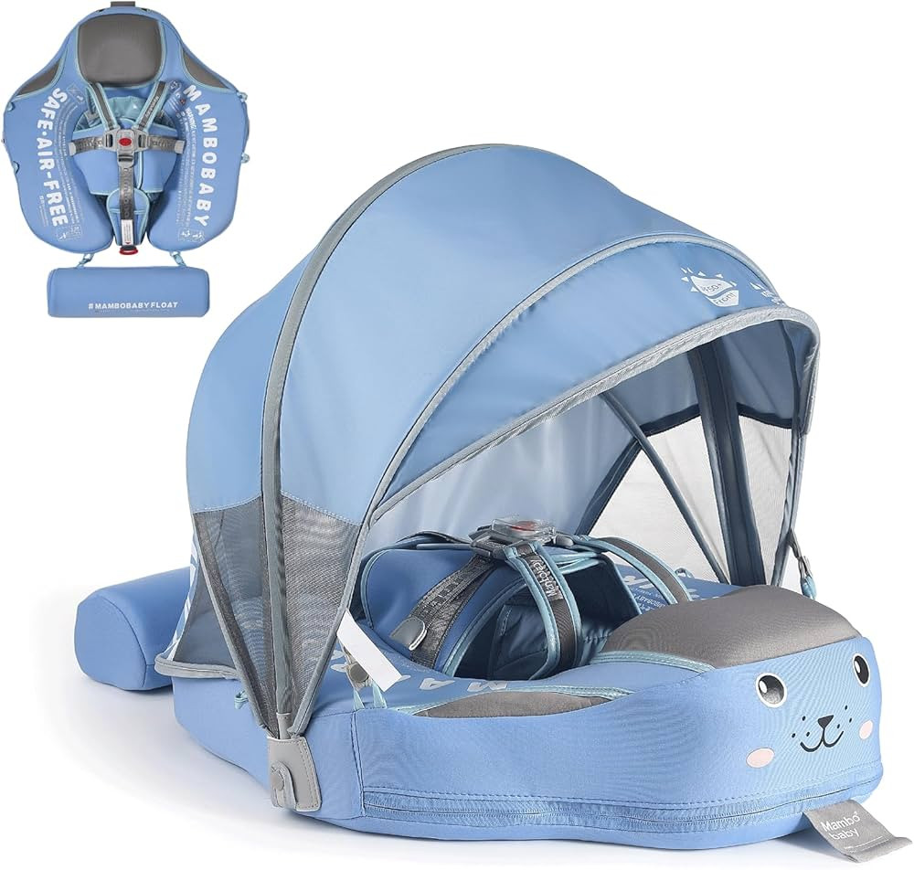 2025 New Mambobaby Floats for Pool with Canopy, Non-Inflatable Baby Swim Float, Infant Swim Train... | Amazon (US)