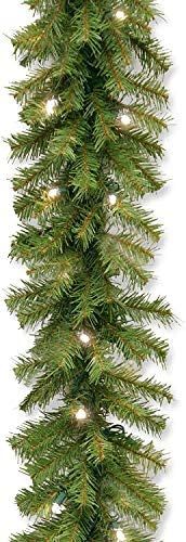 National Tree Company Pre-Lit Artificial Christmas Garland, Green, Norwood Fir, White Lights, Bat... | Amazon (US)