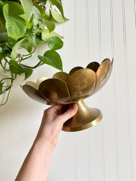 Vintage Brass Pedestal Planter Pot  Vintage Indoor Houseplant | Etsy | Etsy (US)