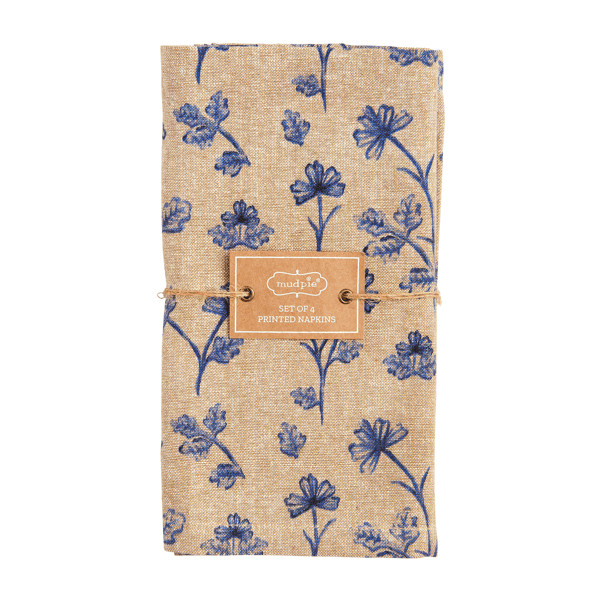 Blue Floral Cloth Napkins | Mud Pie