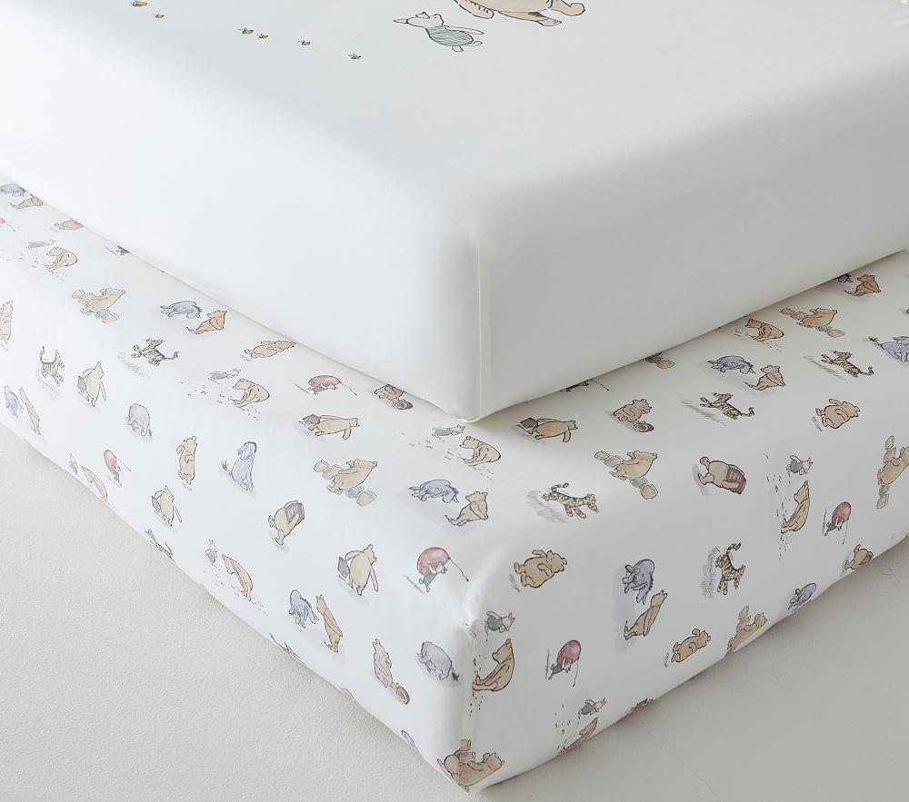 Organic Winnie the Pooh Picture Perfect & Allover Icon Crib Fitted Sheet Bundle - Set of 2 | Pottery Barn Kids
