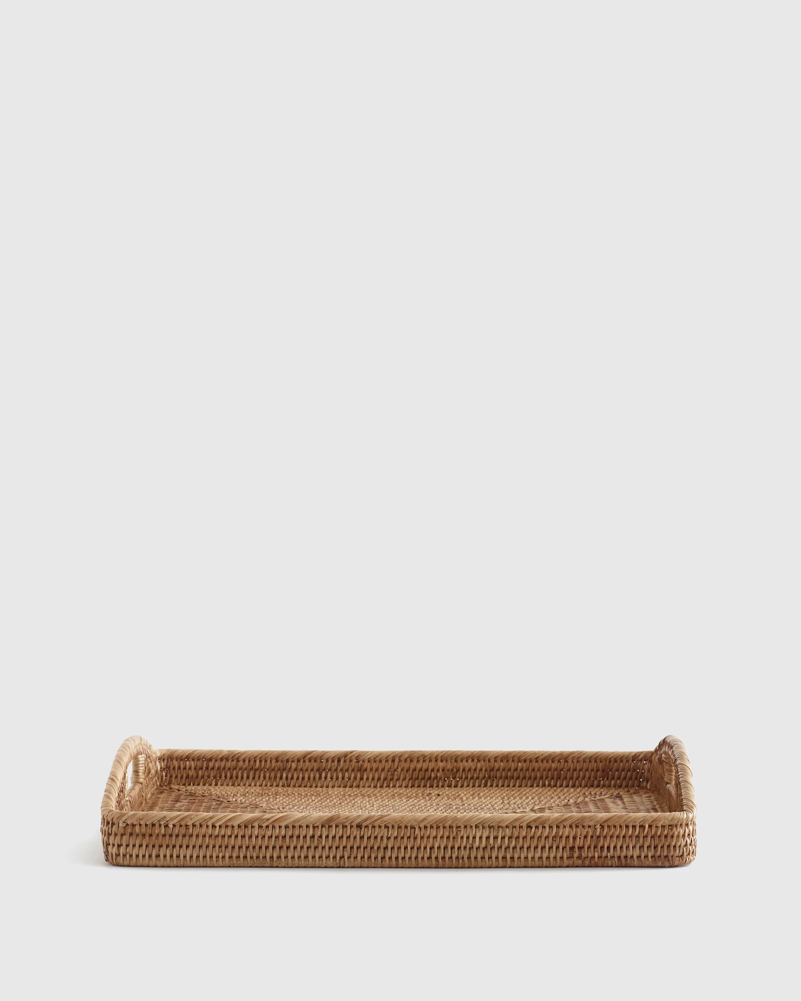 Handwoven Rattan Rectangular Tray with High Handles | Quince
