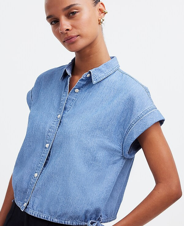 Denim Side-Tie Shirt in Aurea Wash | Madewell | Madewell