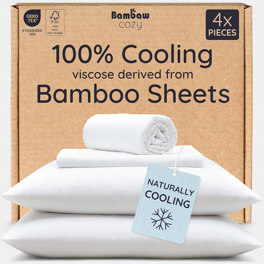 Bambaw Cooling Sheets King Size Set 4pcs \u2013 100% Viscose Derived from Bamboo Sheets King Size... | Amazon (US)