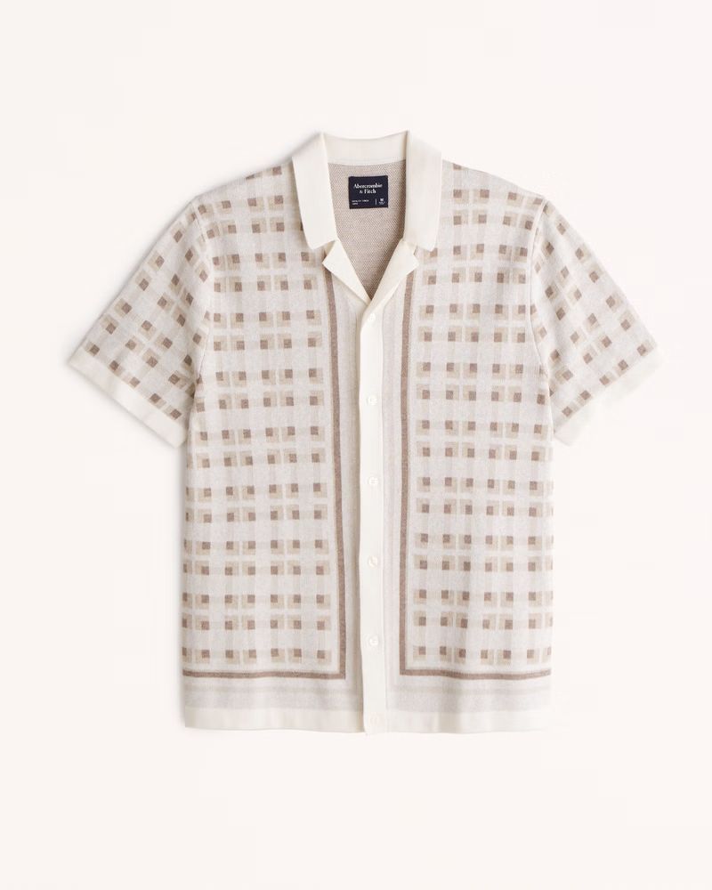 Border Stripe Button-Through Sweater Polo | Abercrombie & Fitch (US)