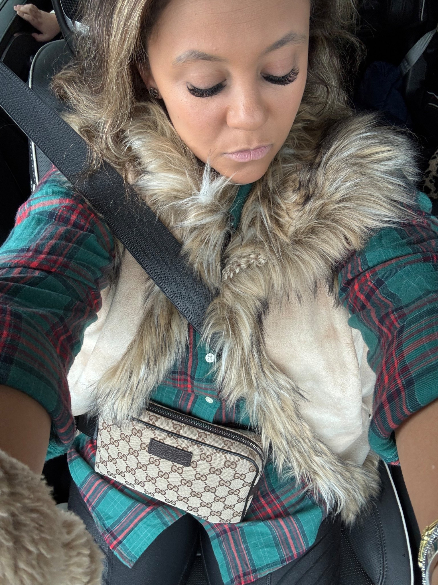 Love this plaid top! The perfect soft flannel for the month of December! Can be dressed up or down. I got a medium 

Winter style. Winter top. Gucci waist bag. Target finds. Target style. Winter outfit. Vest. 

#LTKCyberWeek #LTKSeasonal