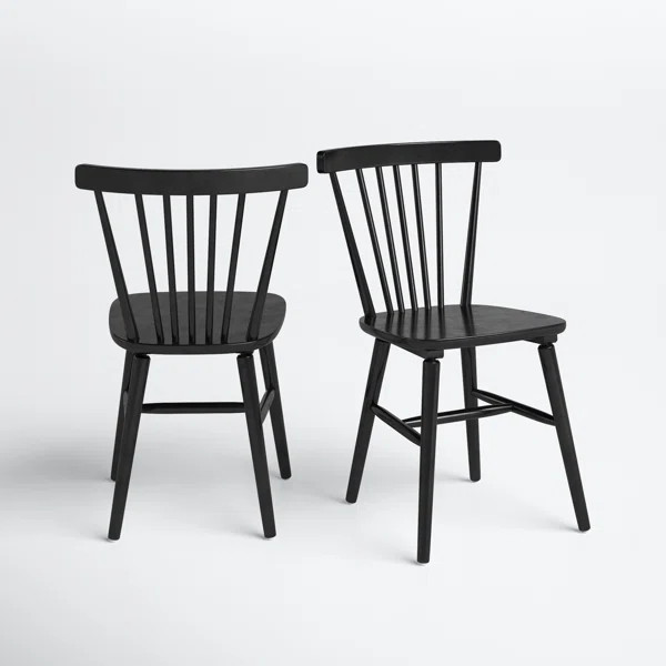 Black Shiloh Solid Wood Windsor Back Side Chair (Set of 2) | Wayfair North America