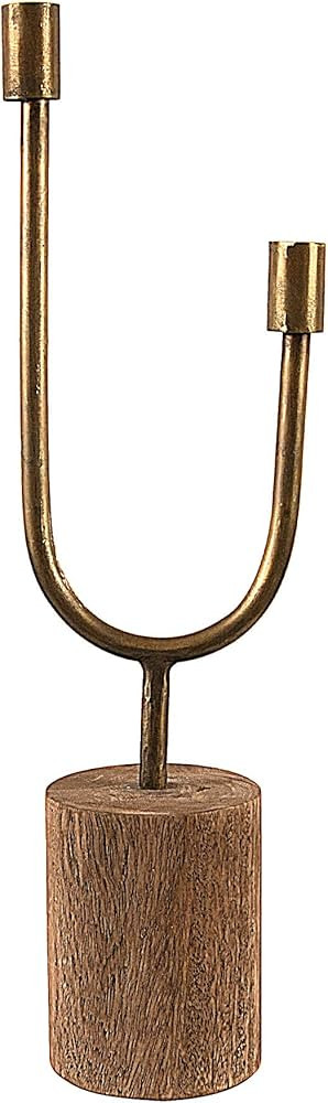 Asymmetrical Wood and Metal Candle Holder | Amazon (US)