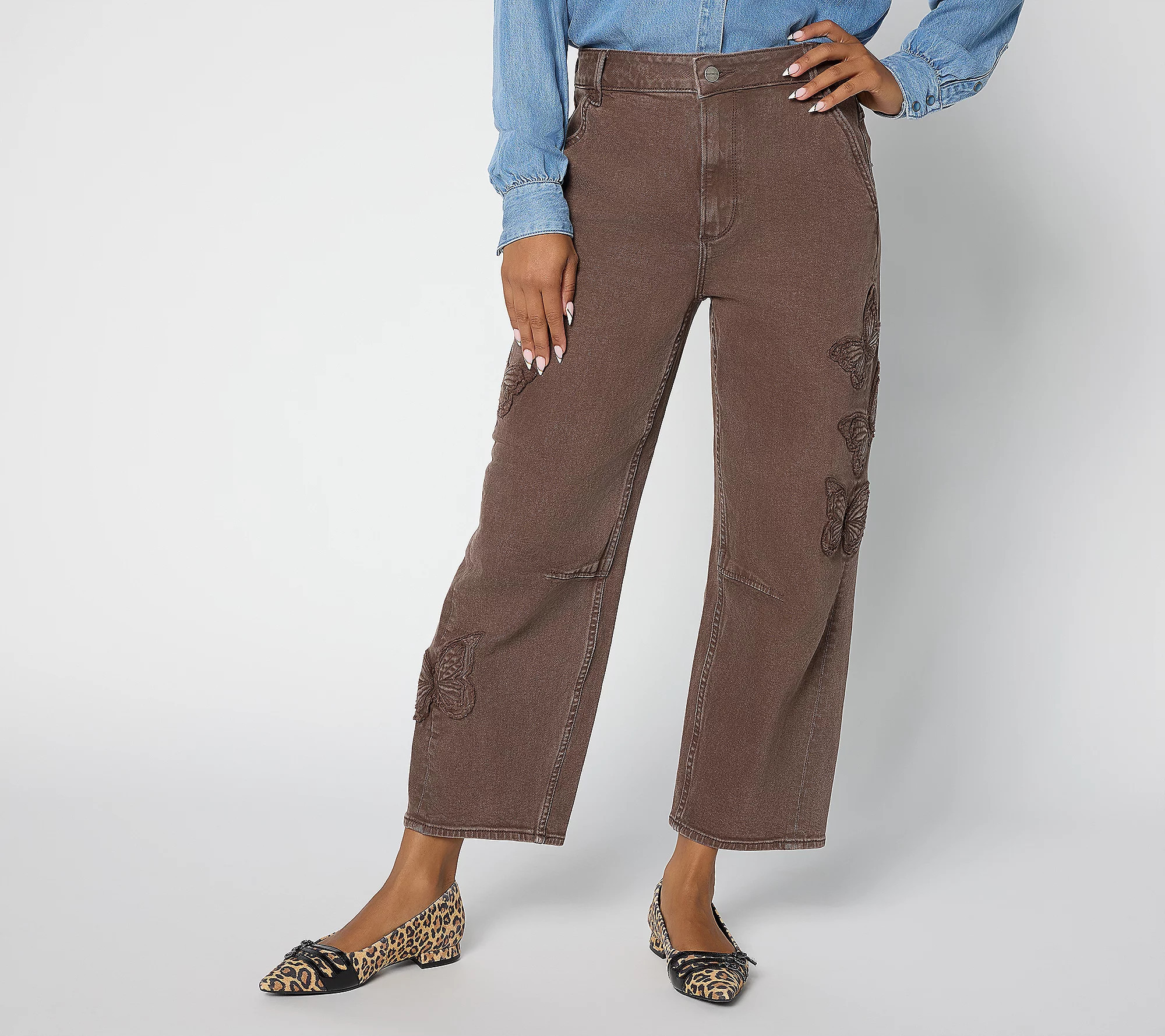 Driftwood Jeans Barbie Barrel Jeans - Butterfly Patchwork | QVC
