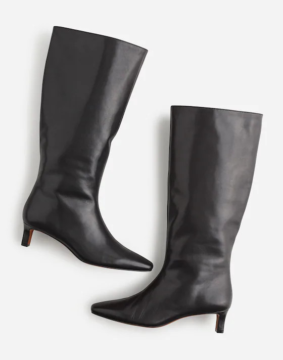The Dimes Kitten-Heel Knee-High Boot with Extended Calf in Leather | Madewell | Madewell