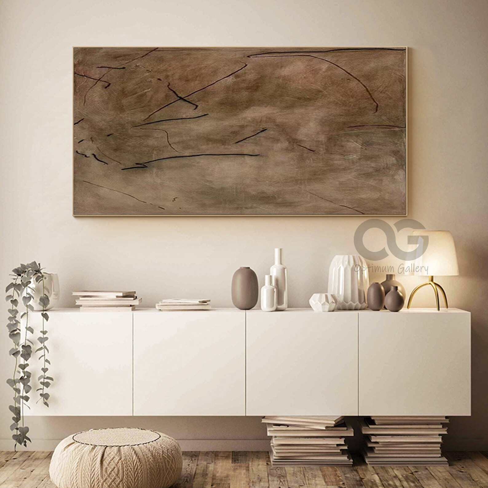 Large Minimalist Brown Wall Art Original Brown Painting Abstract Modern Textured Wall Art Black M... | Etsy (US)