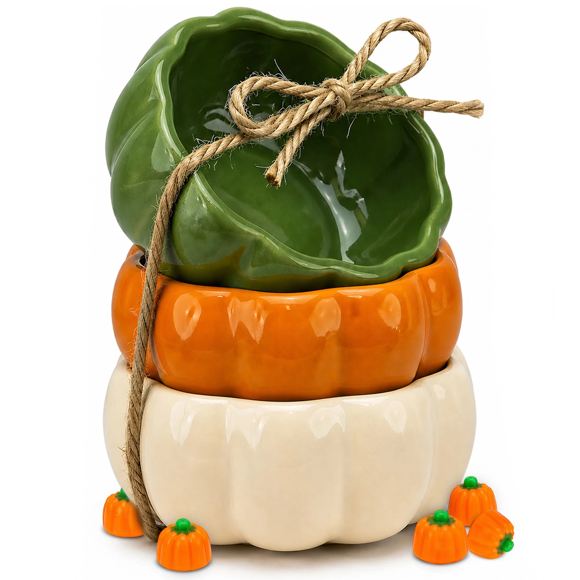 BIA Cordon Bleu Pumpkin Bowls, Set of 3 – 5.15" Stoneware Serving Bowls in Pumpkin Shape, Lead-Free, Durable Tableware for Everyday Dining, Appetizers, Snacks & Seasonal Entertaining - Walmart.com | Walmart (US)