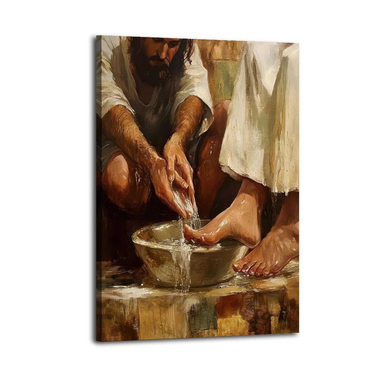 Hechcab Jesus Washes Feet Of Disciples Painting Wall Art, Biblical Scene Christian Canvas, Jesus ... | Amazon (US)