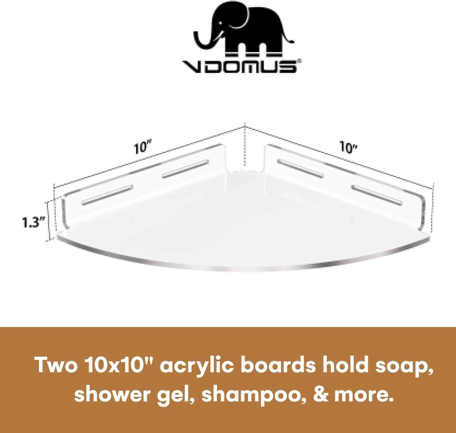 Vdomus 2 Pack Acrylic Bathroom Shelves, No Drilling Adhesive Bathroom Transparent Floating Shower... | Amazon (US)