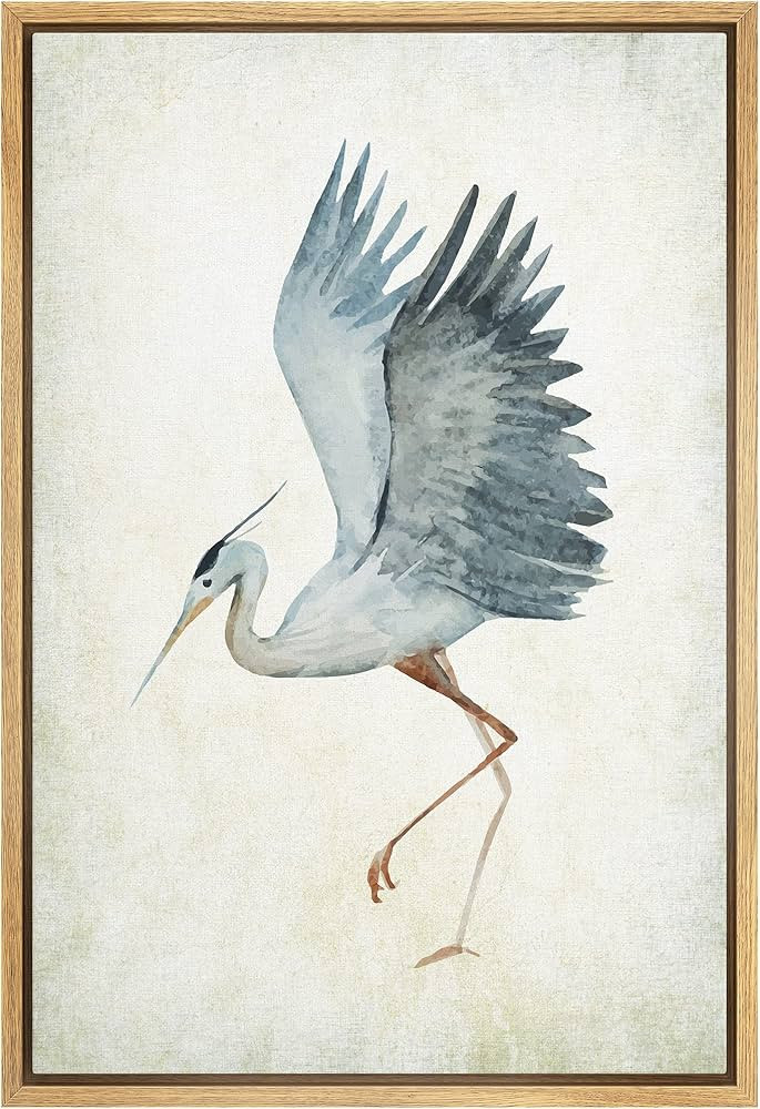 wall26 - Framed Canvas Wall Art - Heron Bird Spread The Wings - Wild Animal - Gallery Wrap Modern... | Amazon (US)