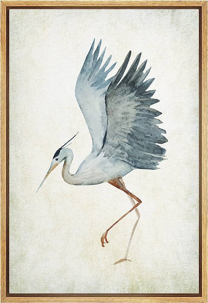 wall26 - Framed Canvas Wall Art - Heron Bird Spread The Wings - Wild Animal - Gallery Wrap Modern... | Amazon (US)