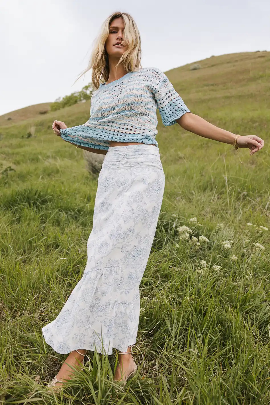 Bastien Floral Skirt in Blue | Böhme US