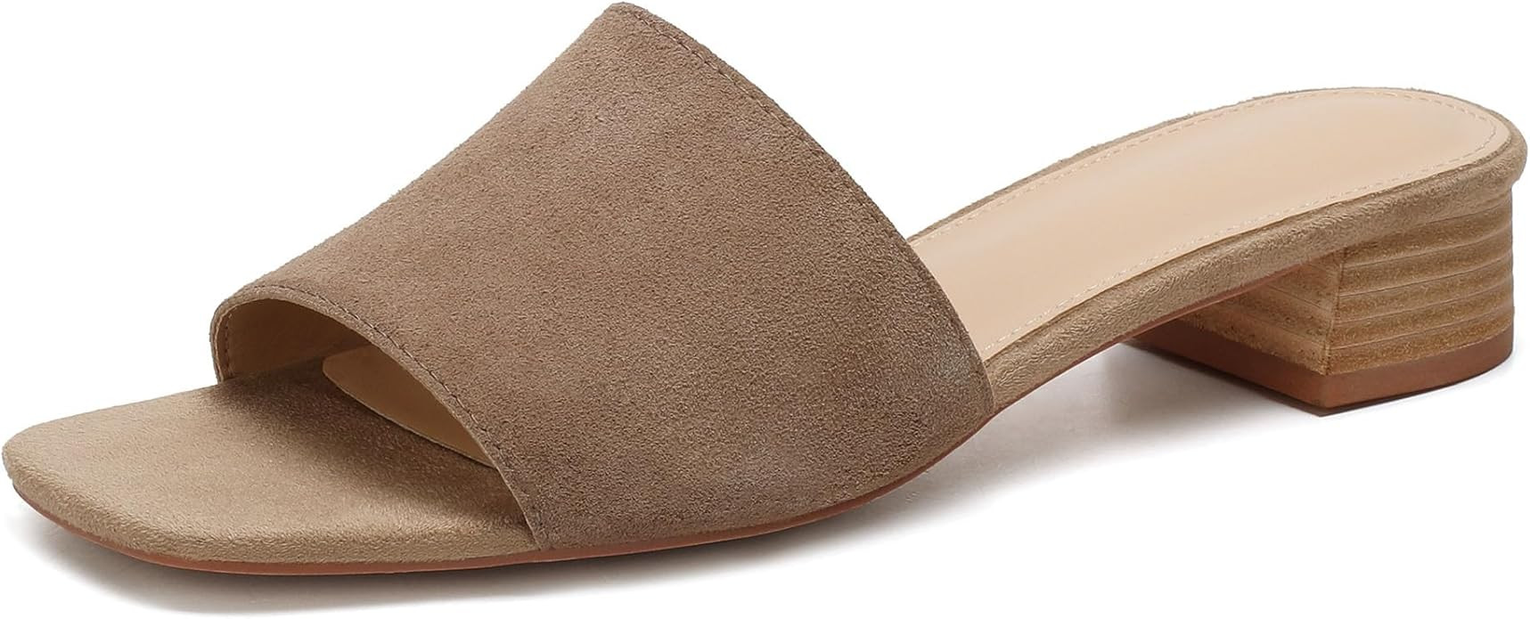 VICKI·VICKI Women’s Raffia Slide Sandals, Low Heel Square Toe Open Toe Slip On Sandals for Wom... | Amazon (US)