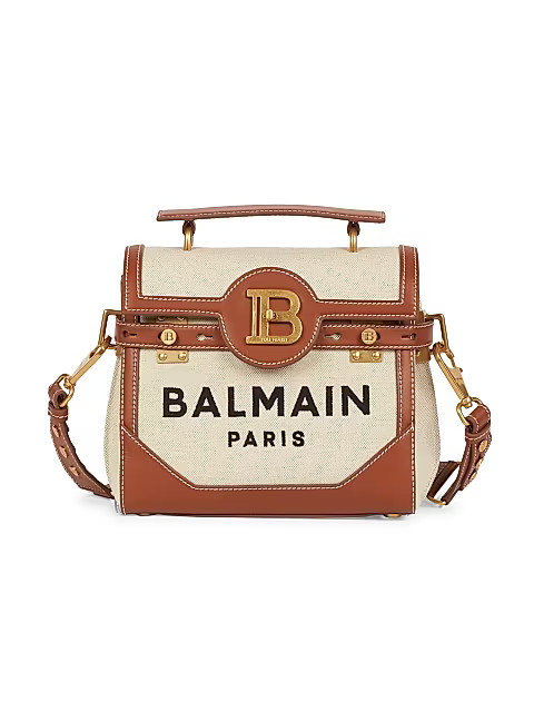 Balmain B-Buzz 23 Canvas &amp; Leather Top Handle Bag | Saks Fifth Avenue