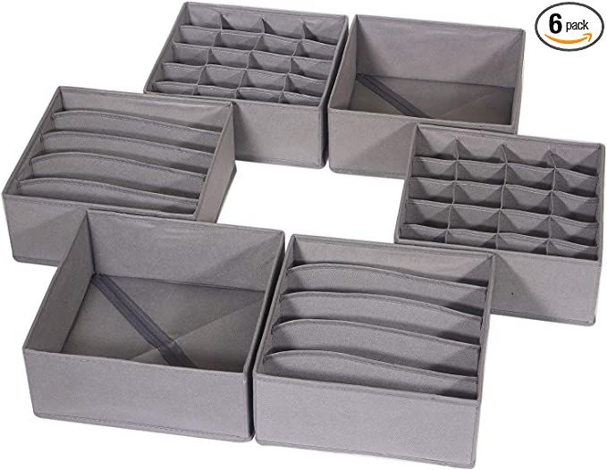 Amazon.com: DIOMMELL 6 Pack Foldable Cloth Storage Box Closet Dresser Drawer Organizer Fabric Bas... | Amazon (US)