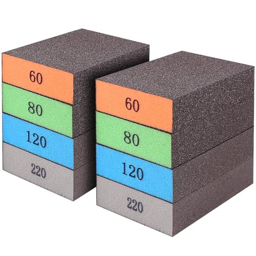 Romeda 8-Pack Sanding Sponge, Four Grits Per Pack 60/80/120/220, Washable and Reusable Handmade Sandpaper Block, Drywall Sandpaper Blocks for Wooden Drywall Sheetrock and Metal Glazing | Amazon (US)