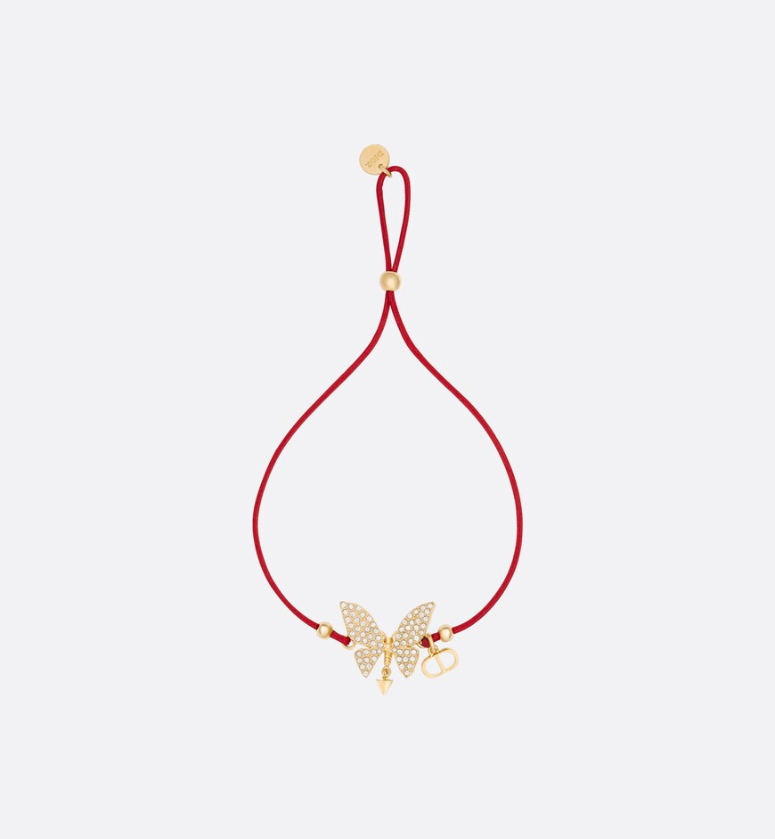 Diorelita Bracelet Gold-Finish Metal, Red Cotton and White Crystals | DIOR | Dior Beauty (US)