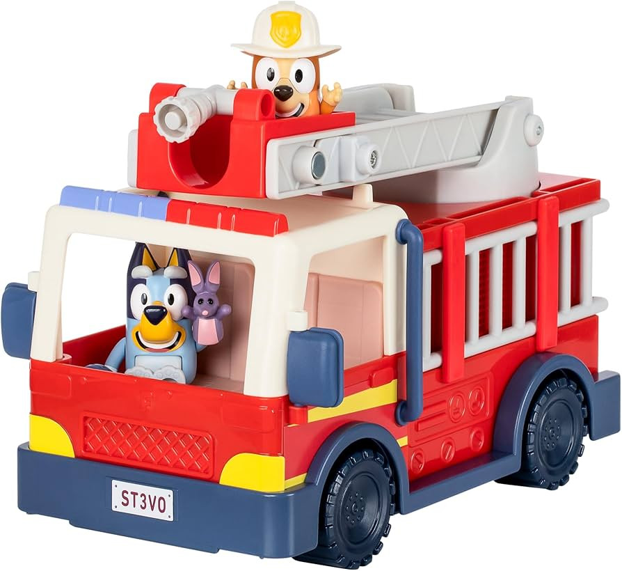 Bluey Firetruck | Firetruck, Exclusive Firefighter Bingo and Bob Bilby Figures | Raise The Ladder... | Amazon (US)