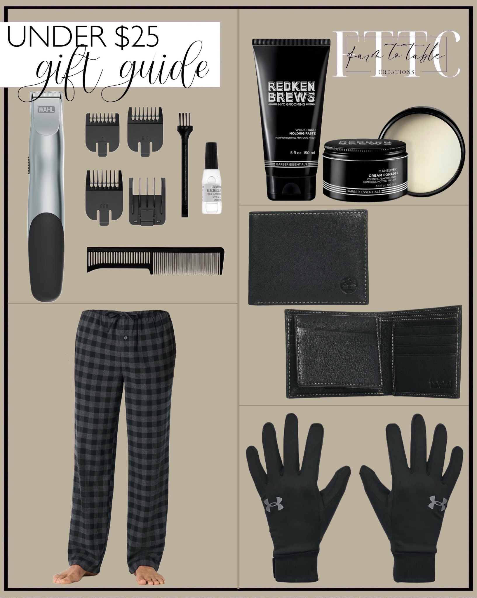 Under $25 Men’s Gift Guide | Amazon Finds
Follow @farmtotablecreations on Instagram for more gift guide & Christmas gift ideas  

If you’re looking for budget-friendly gifts he’ll actually use, this Amazon lineup is full of practical favorites. From grooming essentials and everyday wallets to cozy lounge pants and lightweight gloves, these are the under-$25 staples that always come through for husbands, sons, dads, and teens. Affordable, useful, and easy to wrap — the perfect stocking stuffers or last-minute add-on gifts for the season.

#giftguide #mensgiftguide #under25gifts #amazonfinds #amazonholiday #amazonmusthaves #stockingstuffers #giftideasforhim #holidaygifts #cozygifts #budgetfriendlygifts #affordablegifts #mensfashion #mensstyle #amazonfavorites #holiday2025 #christmasgifts #christmasgiftguide #holidayshopping #amazonprime

#LTKHoliday #LTKGiftGuide #LTKMens