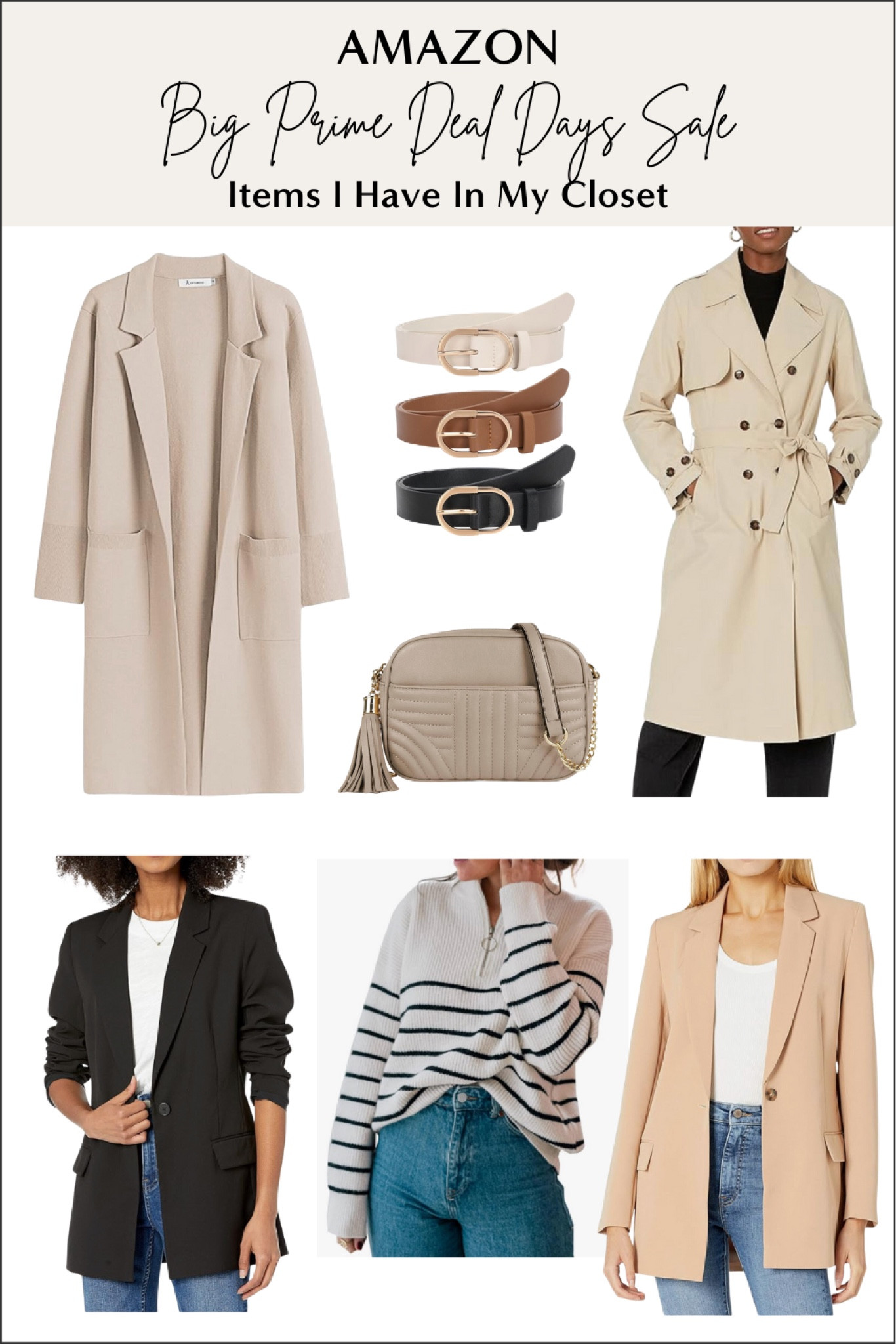 One of the biggest Amazon sales is here - Prime Big Deal Days✨ It’s the perfect time to get your fall and winter wardrobe ready and get a head start on holiday shopping 🍂 Here are a few favorites from Amazon in my closet!

✨ To shop this post, comment the word “SHOP” below & I’ll send you a DM with all the details ✨

I’ve linked everything from my closet in the Amazon sale in my LTK shop so you can shop directly from there! 🙌

Sweater blazer, Quilted Crossbody Bag, 3-pack Belt Set, The Drop Blazers in “praline” and “black”, Skinny belts set, half zip stripe sweater, long sleeve stripe tee, The Drop Trench Coat in “hummus”, black stripe sweater, white puff sleeve tee, striped crewneck sweatshirt

#ad #amazonfashion #amazonfinds #founditonamazon #fallfashion #amazonmademebuyit #casualstyle #readytowear #lookdujour  #easyoutfit #effortlesschic #effortlessstyle  #simplestyle #simplechic #neutralstyle #neutralaboutit #classicoutfit #classicstyle #minimalist #minimalwardrobe #minimalstyle #stylinginspiration #highstreetstyle #affordablestyle #affordablefashion #inspocafe #wardrobeessentials #closetgoals #over40style #styleover40

#LTKxPrimeDay