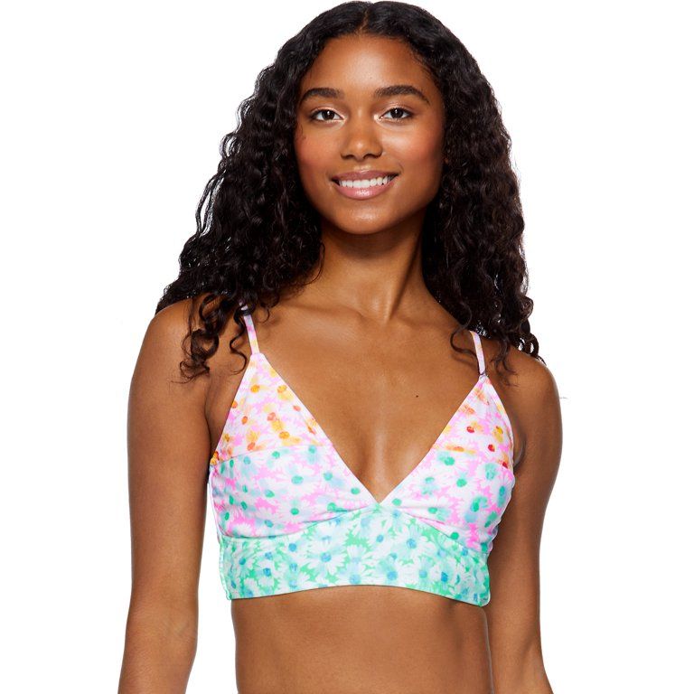 No Boundaries Juniors Pastel Daisy Longline Swim Top | Walmart (US)