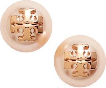 Tory Burch Swarovski Crystal Pearl Logo Stud Earrings | Nordstrom | Nordstrom