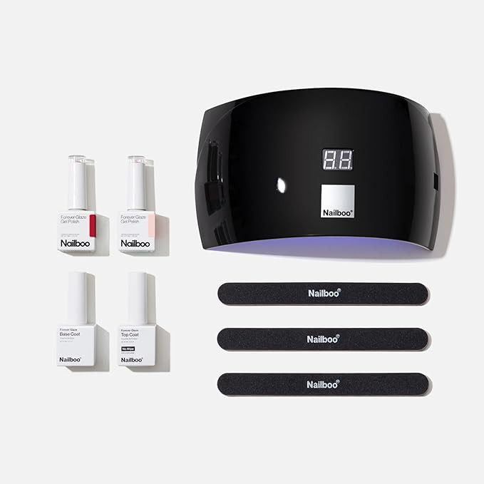 Nailboo Gel Nail Polish Kit with UV Lamp - 2 Forever Glaze Gel Polishes, Base Coat, 3 Nail Files,... | Amazon (US)