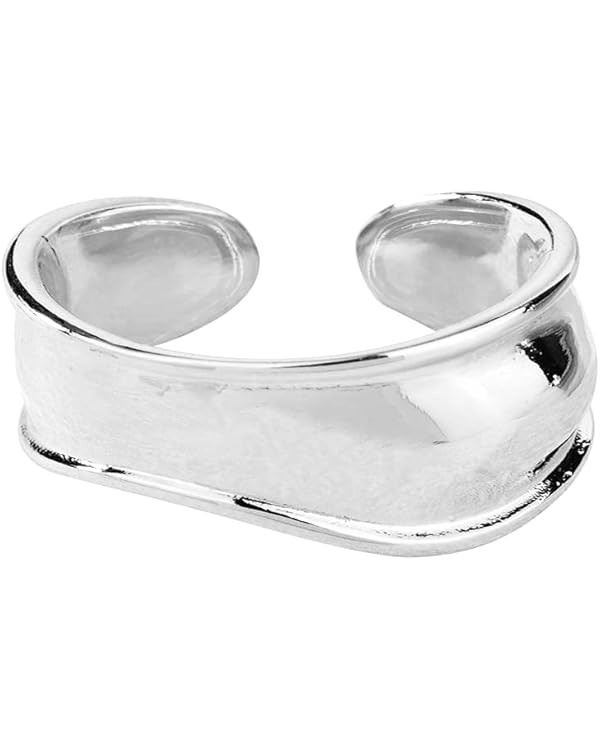 COLORFUL BLING Punk Twisted Gold Silver Open Wide Cuff Bracelet for Women Irregular Wave Chunky C... | Amazon (US)