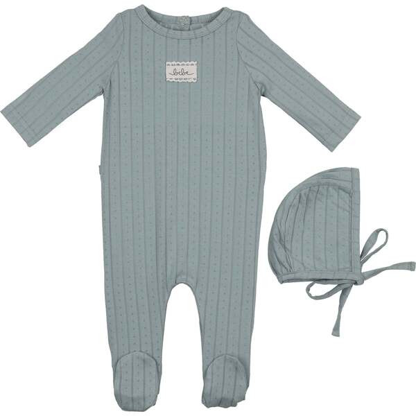Bebe Pointelle Footie and Beanie Set, Blue | Maisonette